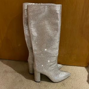 Gorgeous rhinestone silver boots size 8